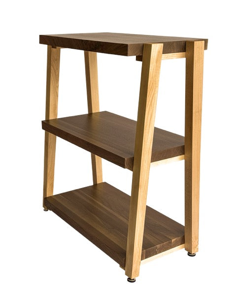 rigidrack® Record Rack - 2 Tier - 1½" Thick Solid Walnut Shelves - 1½" Maple Legs