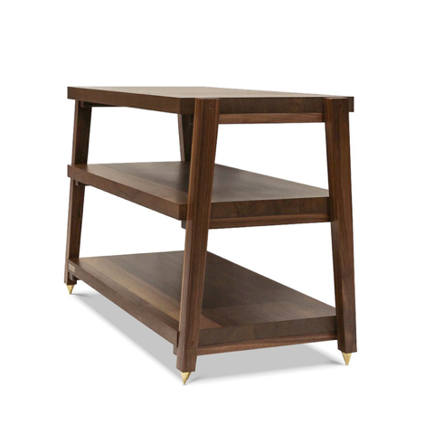 + rigidrackPLUS - 3 Shelf Rack - 1½" Thick Solid Walnut Shelves - 1½" Walnut Legs - Extended Shelf Spacing | Choice of Footer (Estimated Ship Date: 8/31/26)