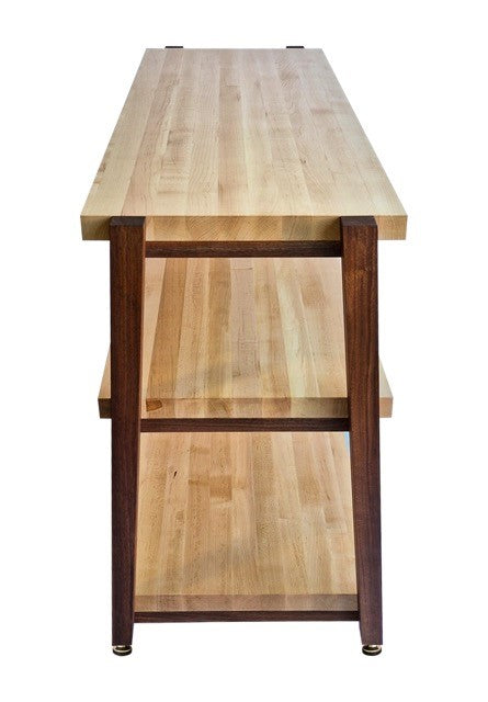 rigidrackPLUS - 3 Shelf Rack - 1½" Thick Solid Maple Shelves - 1½" Walnut Legs - Extended Shelf Spacing