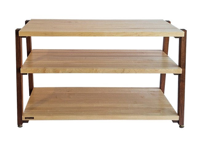 rigidrackPLUS - 3 Shelf Rack - 1½" Thick Solid Maple Shelves - 1½" Walnut Legs - Extended Shelf Spacing