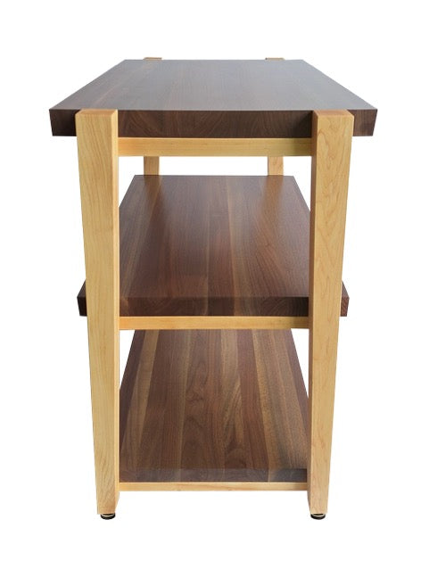 rigidrackPLUS - 3 Shelf Rack - 1½" Thick Solid Walnut Shelves - 1½" Maple Legs - Extended Shelf Spacing