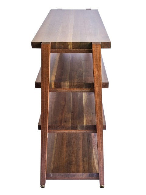 rigidrackPLUS - 4 Shelf Rack - 1½&quot; Thick Solid Walnut Shelves - 1⅝&quot; Walnut Legs - Extended Shelf Spacing