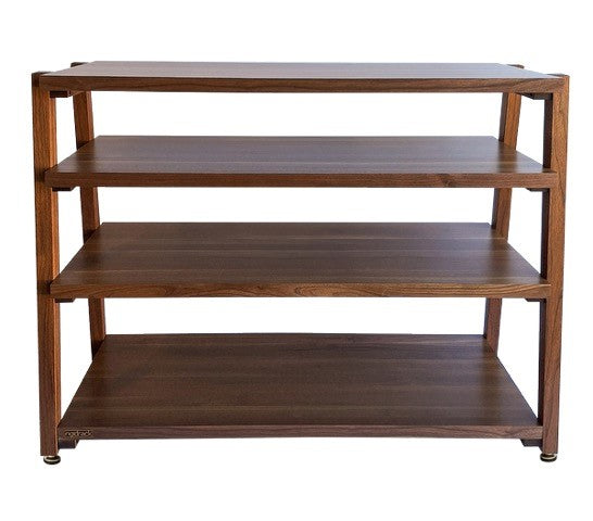 rigidrackPLUS - 4 Shelf Rack - 1½" Thick Solid Walnut Shelves - 1⅝" Walnut Legs - Extended Shelf Spacing