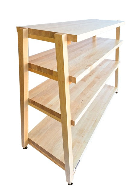 rigidrackPLUS - 4 Shelf Rack - 1½&quot; Thick Solid Maple Shelves - 1⅝&quot; Maple Legs - Extended Shelf Spacing