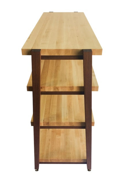 rigidrackPLUS - 4 Shelf Rack - 1½" Thick Solid Maple Shelves - 1⅝" Walnut Legs - Extended Shelf Spacing