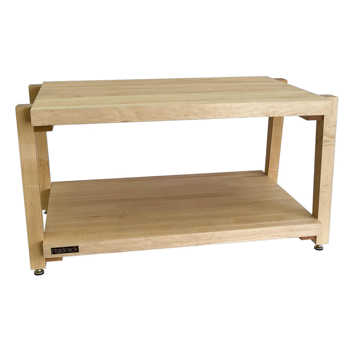 rigidrack® - 2 Shelf Rack - 1½" Thick Solid Maple Shelves - 1½" Maple Legs - 12" Shelf Spacing | Choice of Footer