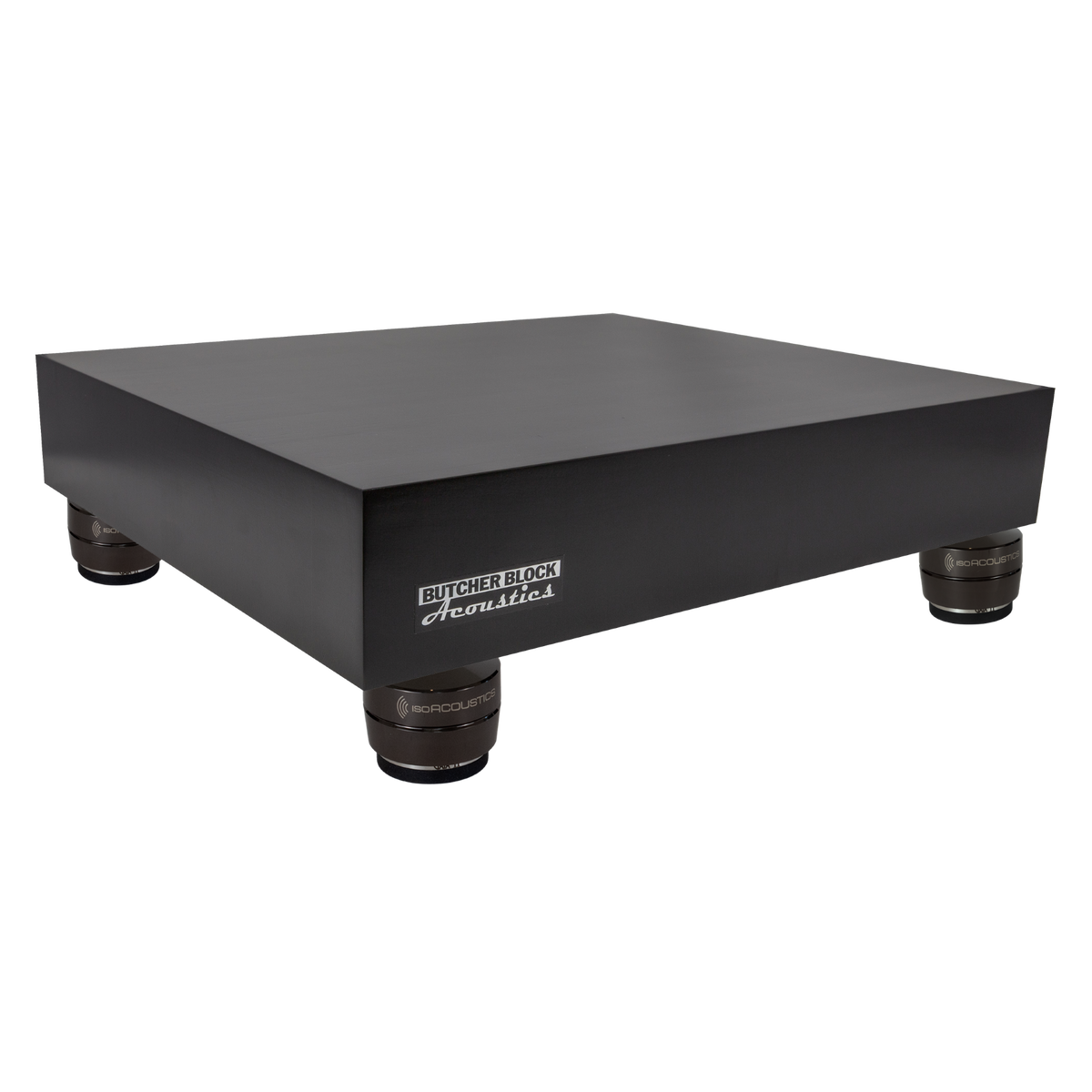 Solid Midnite Maple (Black) Edge-Grain Audio Platforms | IsoAcoustics GAIA Feet | 3" Thick