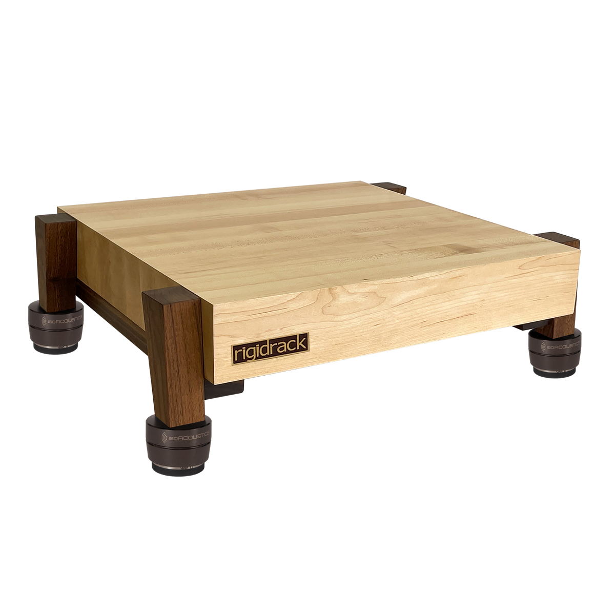 rigidstand - 3" Thick Solid Maple Platforms - 1½" Thick Walnut Legs | Choice of Footer
