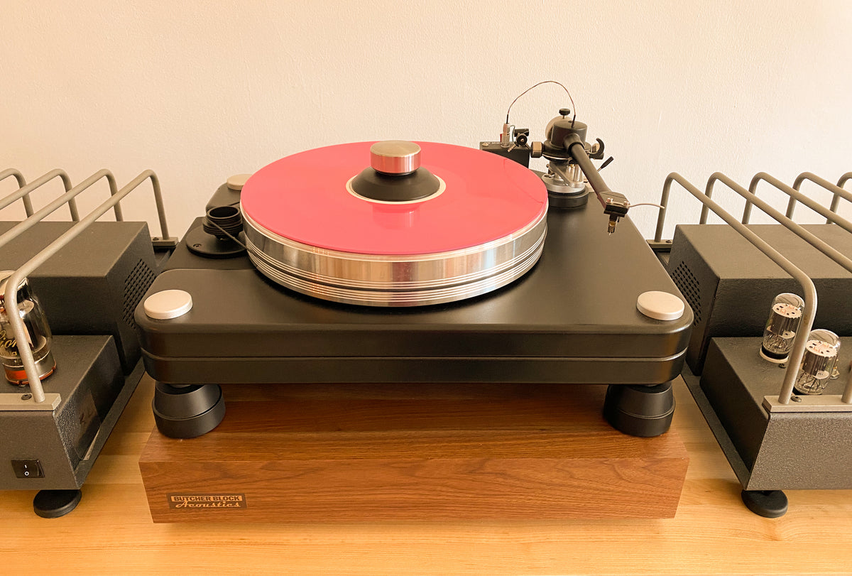 Solid Walnut Edge-Grain Audio Platforms w/ M6 or M8 Threaded Brass Inserts - 3&quot; Thick