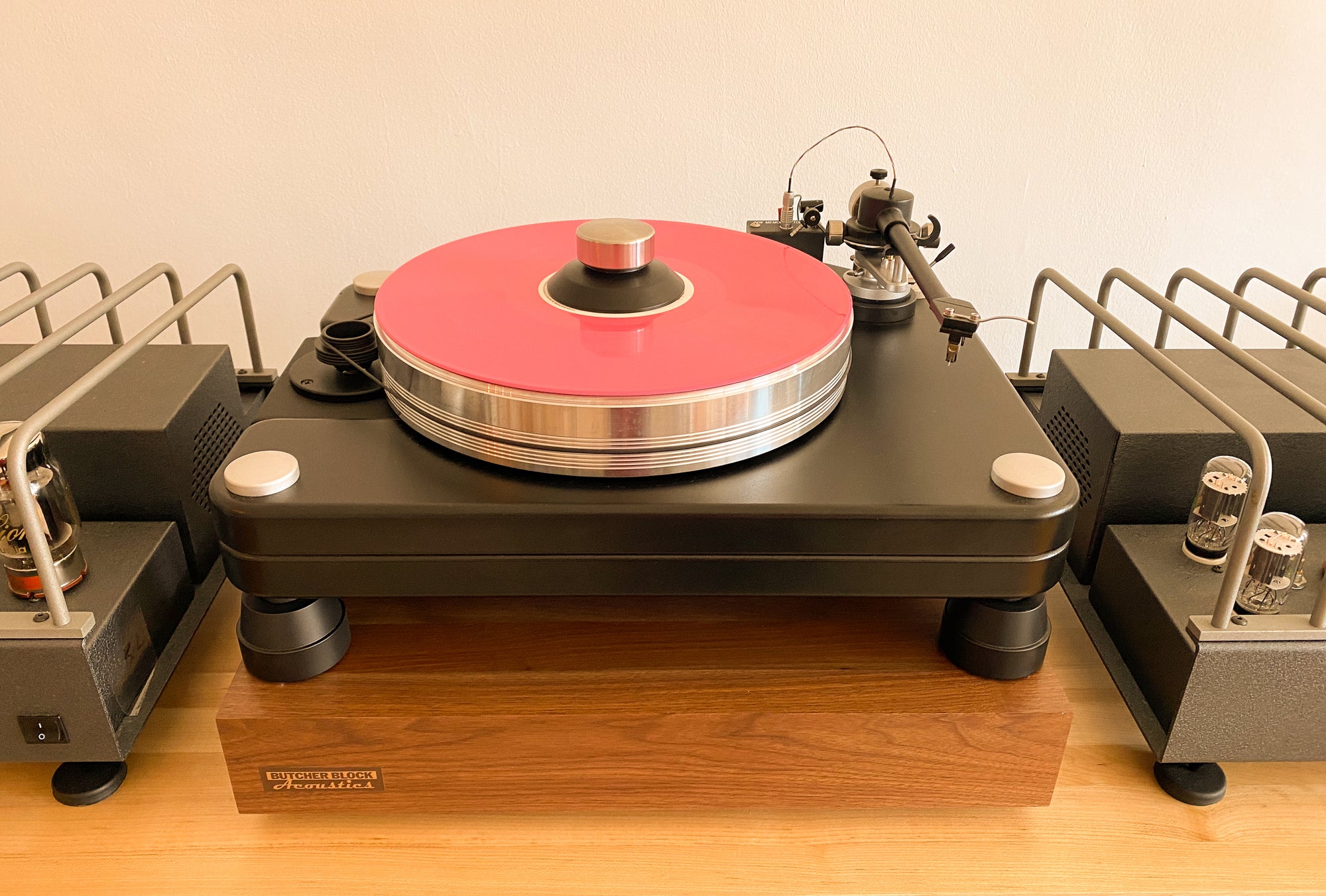 SOLID WALNUT EDGE-GRAIN AUDIO PLATFORMS 3" THICK W/ THREADED BRASS INSERTS
