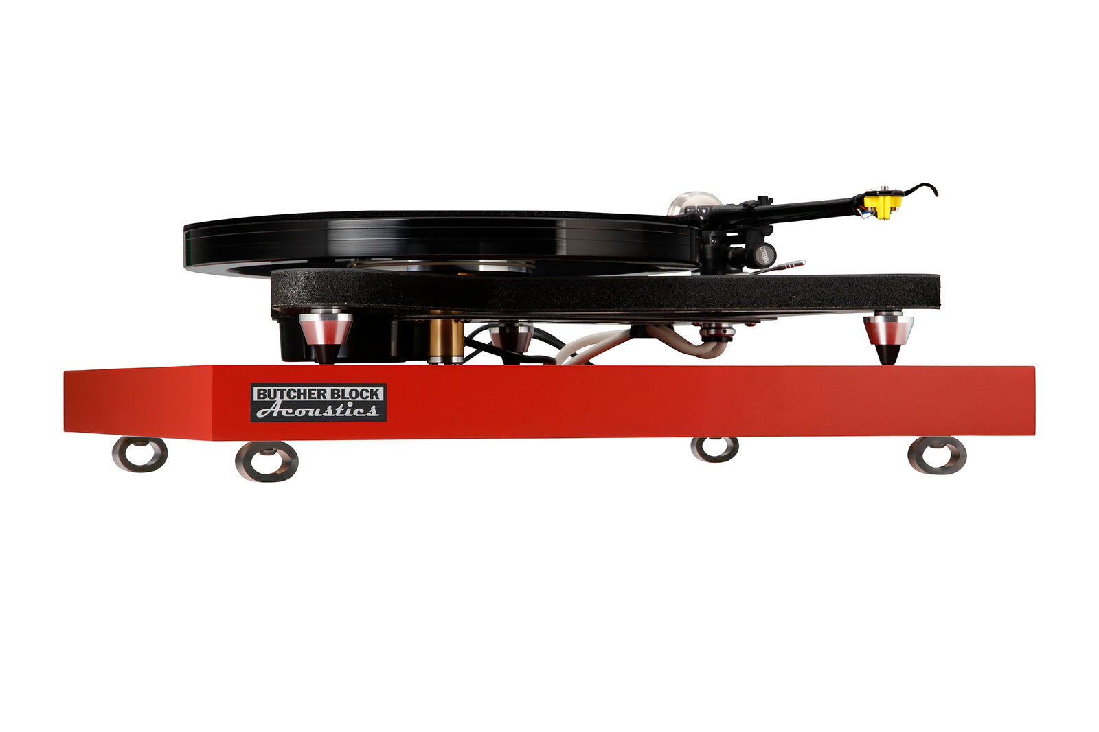 Solid Maple Edge-Grain Red Audio Platforms w/ Threaded Brass Inserts - 1½" Thick