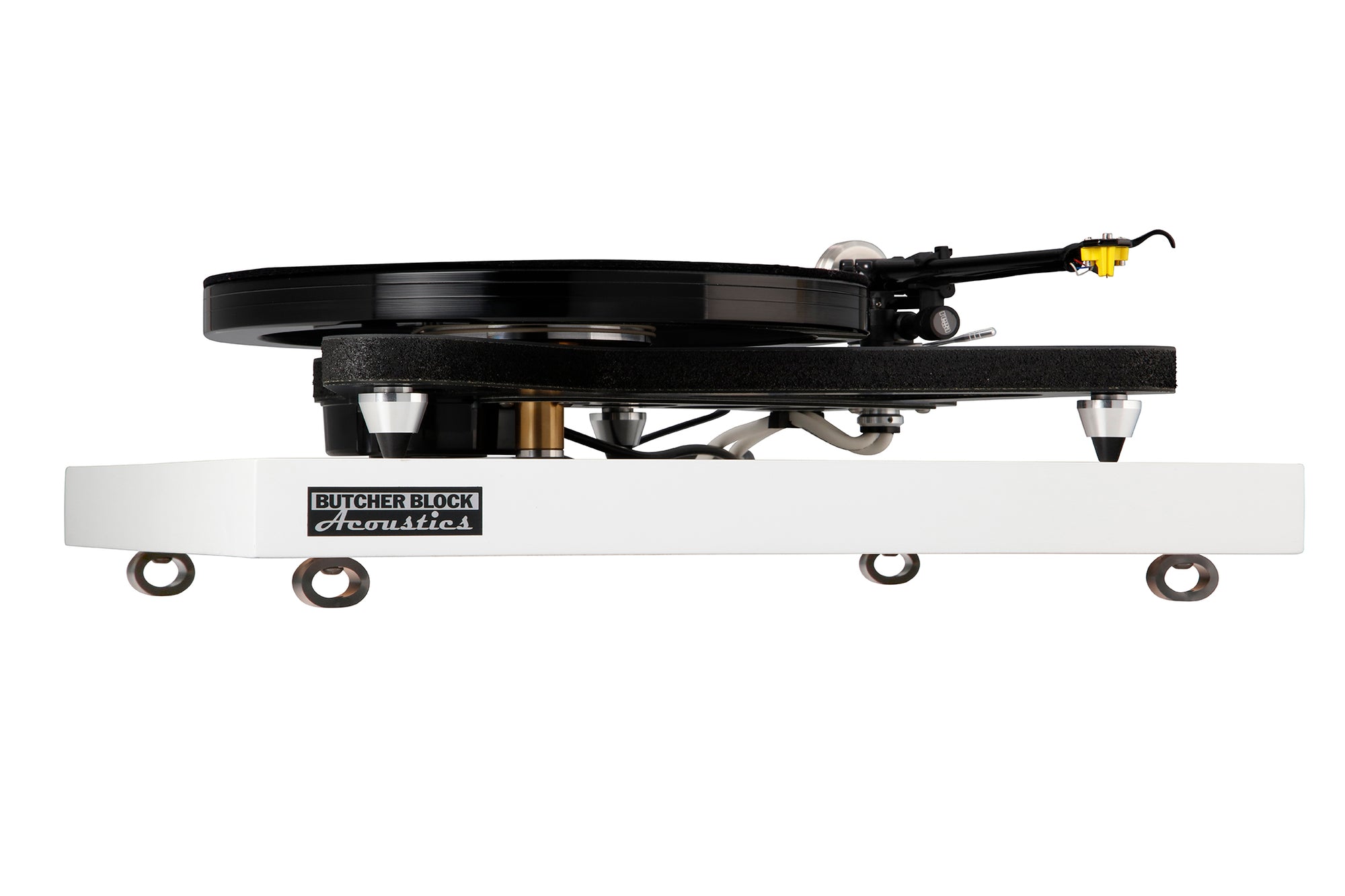 SOLID MAPLE EDGE-GRAIN AUDIO PLATFORMS W/ THREADED BRASS INSERTS - WHITE - 1½" THICK