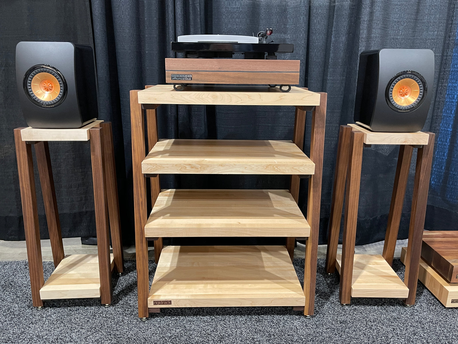 rigidrack® Speaker Stand - 1½" Thick Solid Maple Shelves - 1½" Walnut Legs - 24" Tall (Each)
