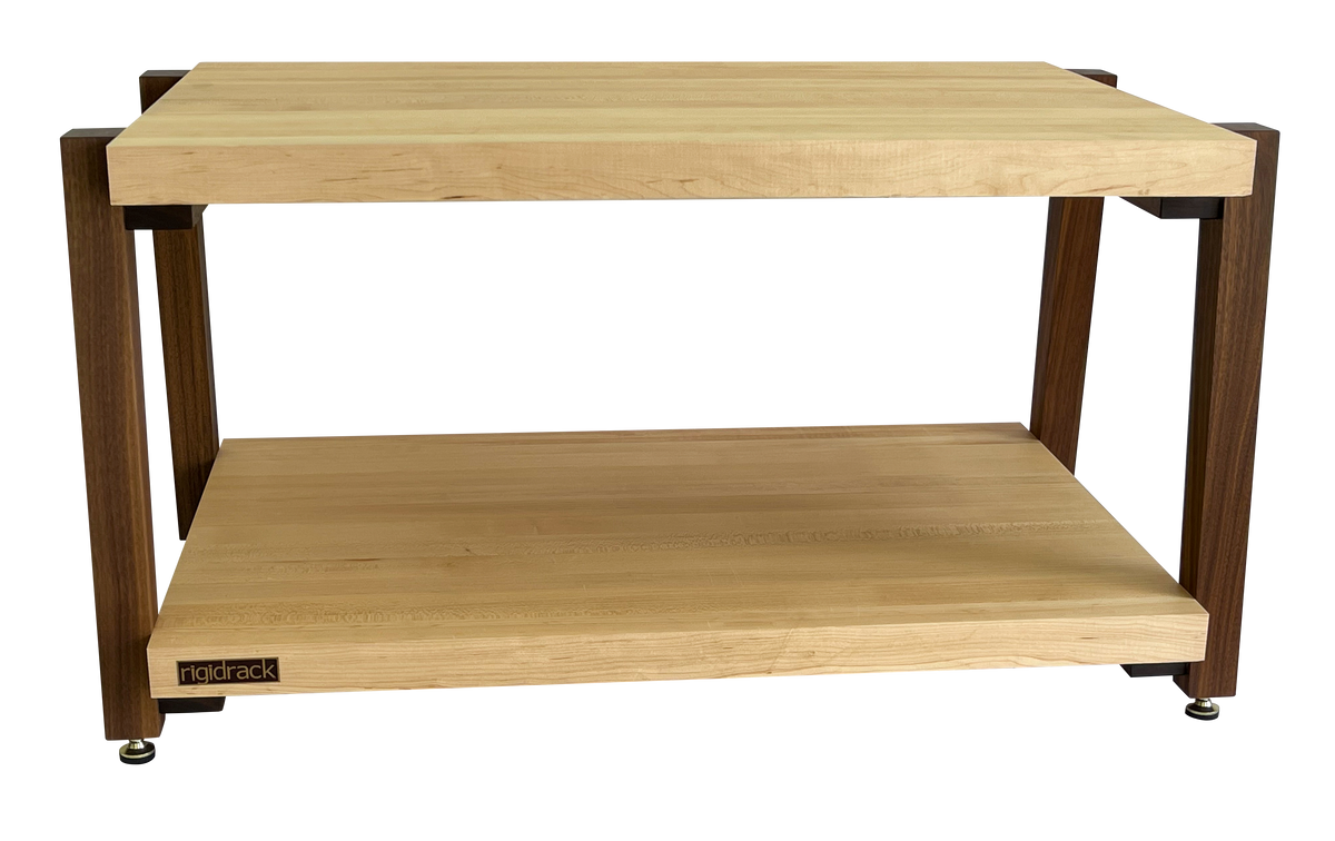 rigidrack® - 2 Shelf Rack - 1½&quot; Thick Solid Maple Shelves - 1½&quot; Walnut Legs - 12&quot; Shelf Spacing