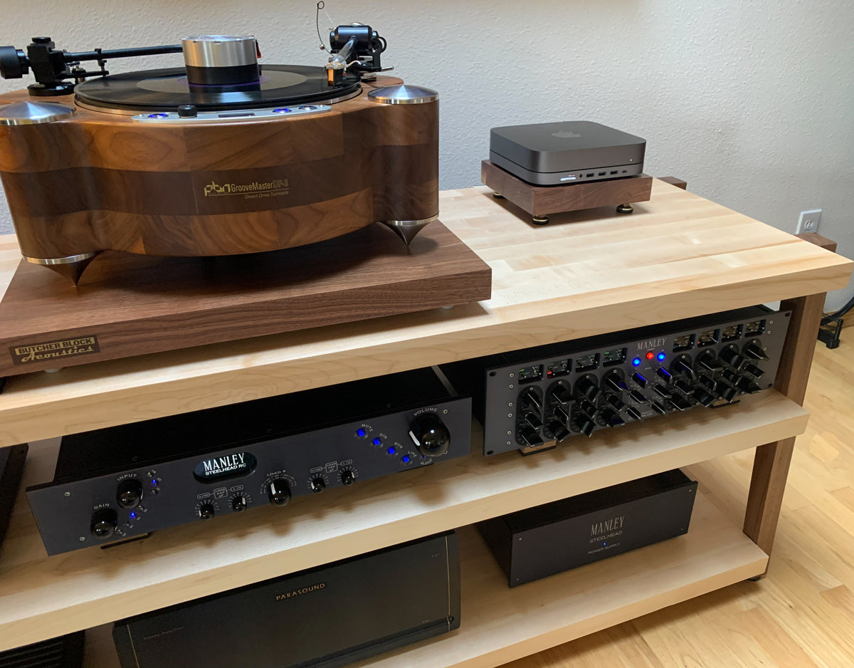 rigidrack® - 3 Shelf Rack - 1½&quot; Thick Solid Maple Shelves - 1½&quot; Walnut Legs - Standard Shelf Spacing