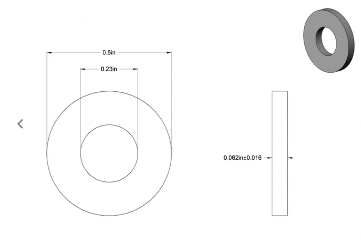 Elastomer Leveling Spacers (.062" Thick) - (Pack of 4)
