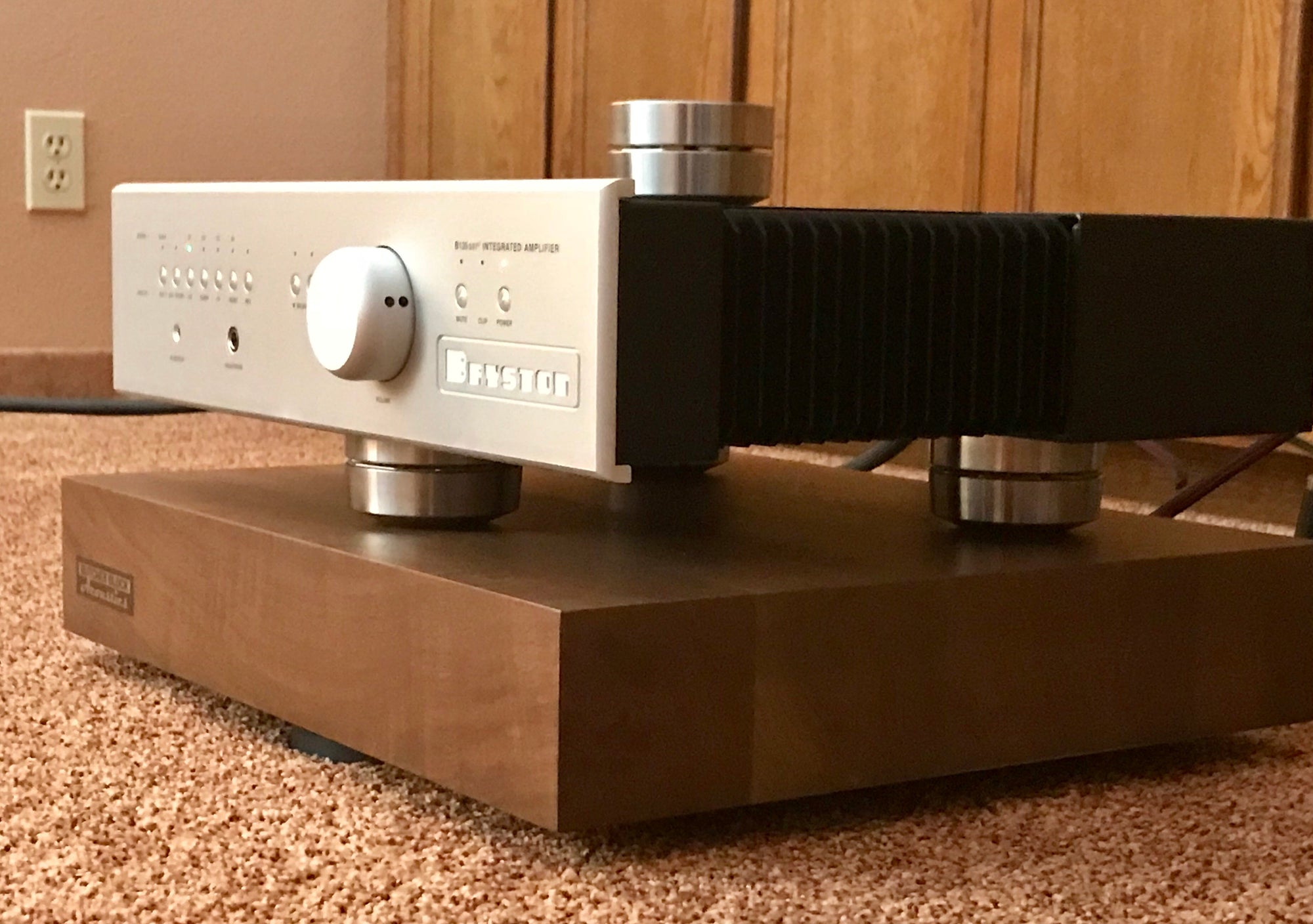SOLID WALNUT EDGE-GRAIN AUDIO PLATFORMS 3" THICK W/ THREADED BRASS INSERTS