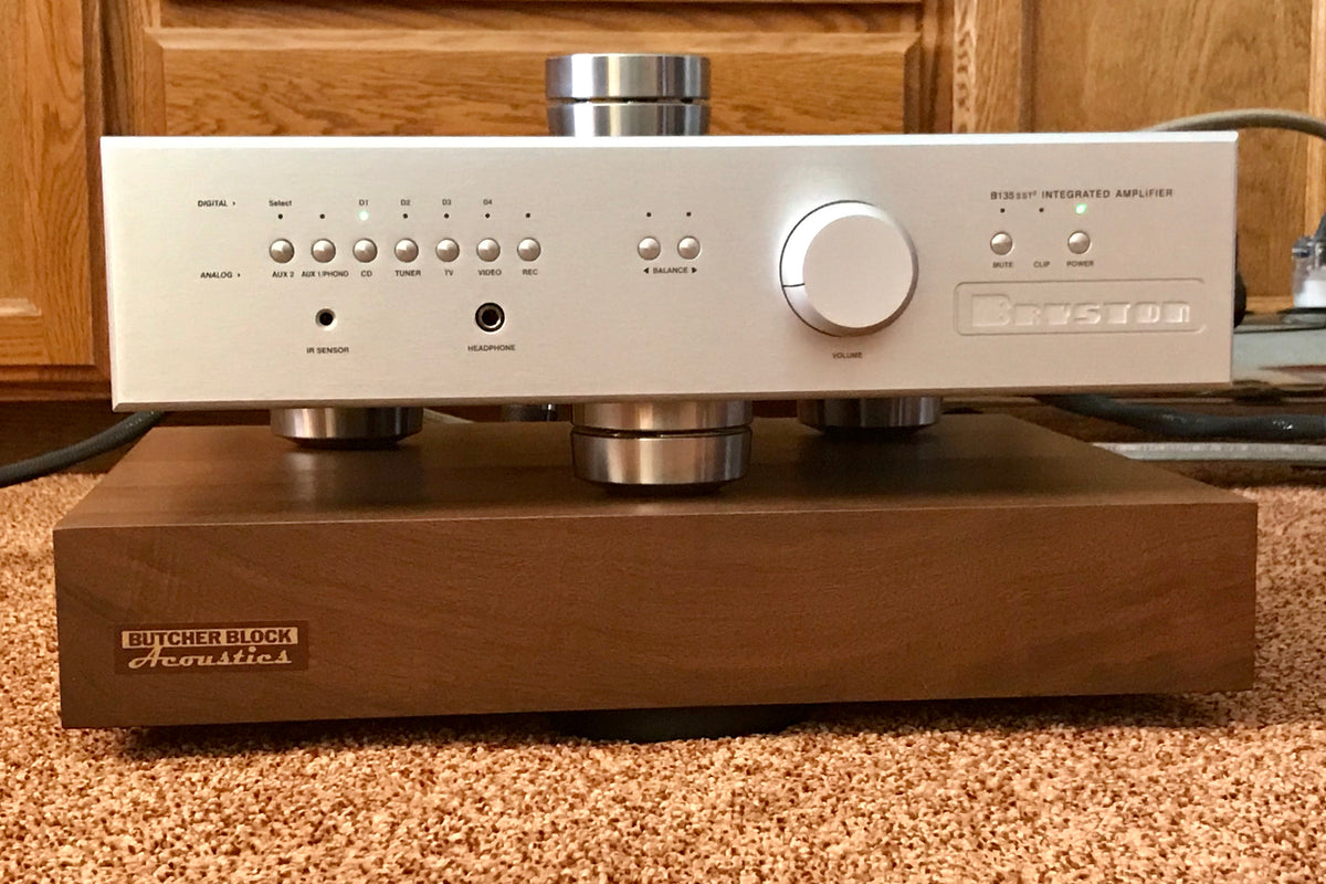 Solid Walnut Edge-Grain Audio Platforms w/ M6 or M8 Threaded Brass Inserts - 3&quot; Thick