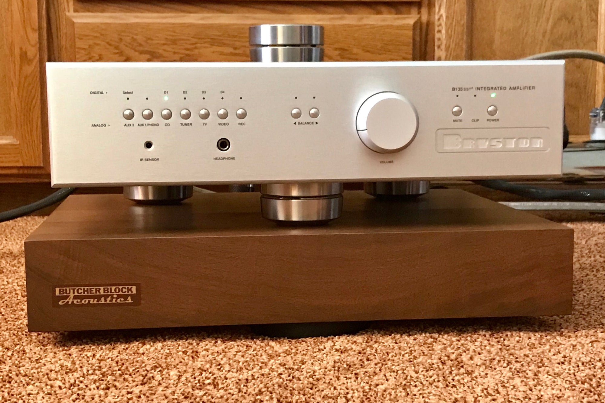 SOLID WALNUT EDGE-GRAIN AUDIO PLATFORMS 3" THICK W/ THREADED BRASS INSERTS